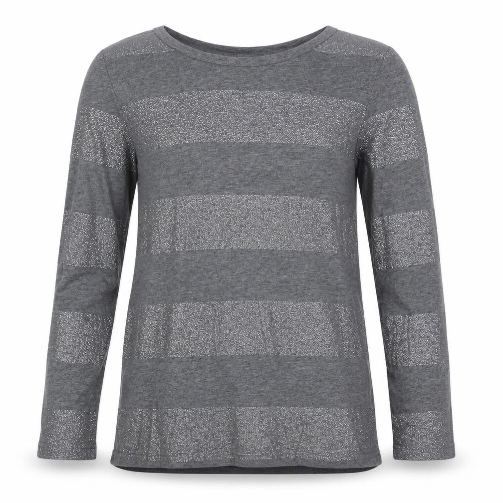 Next Girls Grey Striped Jersey Basic T-Shirt Size 9 Years