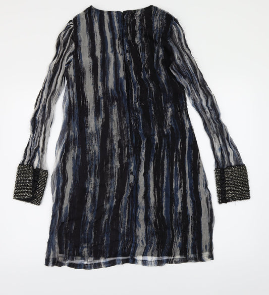 River Island Womens Blue Geometric Chiffon Shift  Size 8