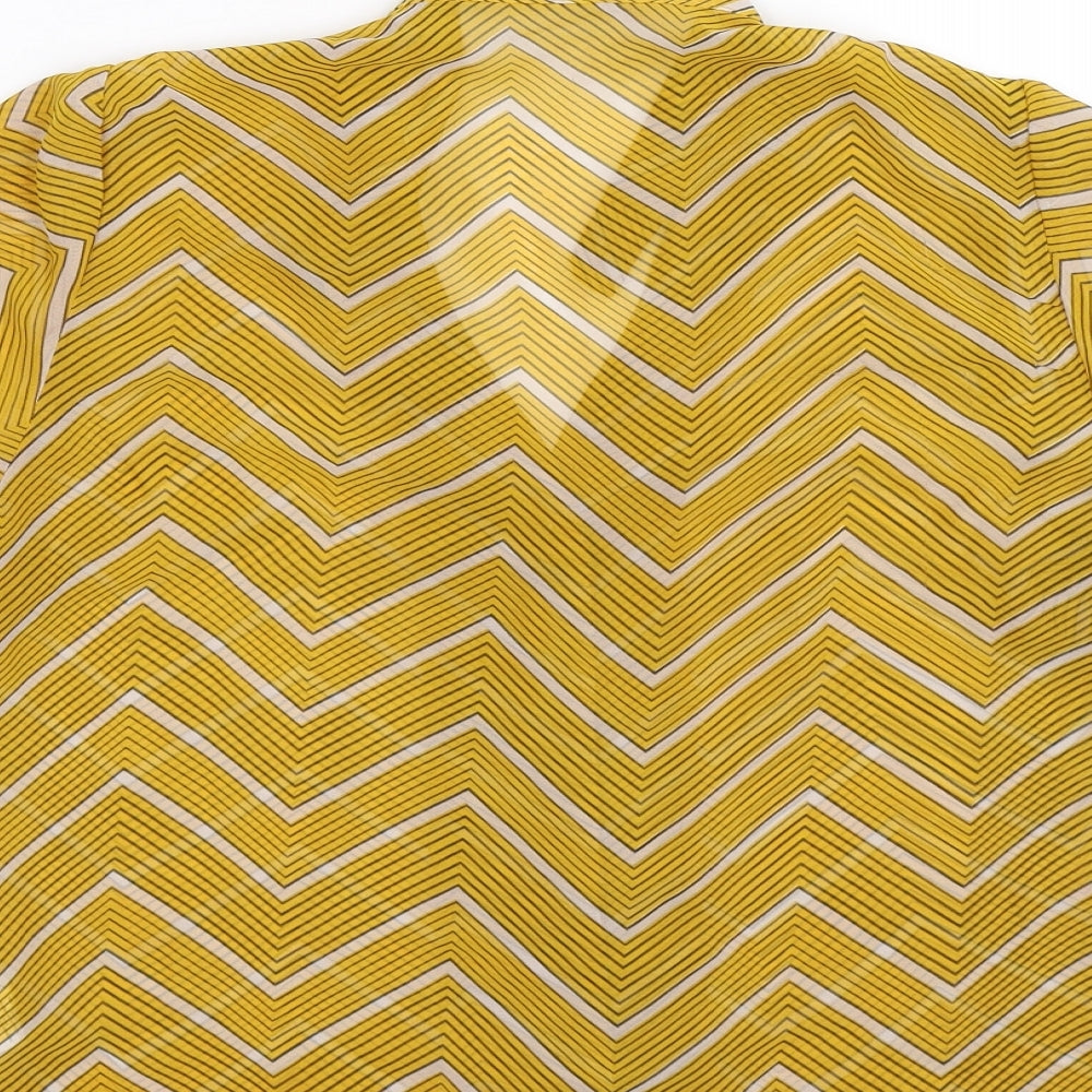 Boohoo Womens Yellow Striped  Basic Button-Up Size 8