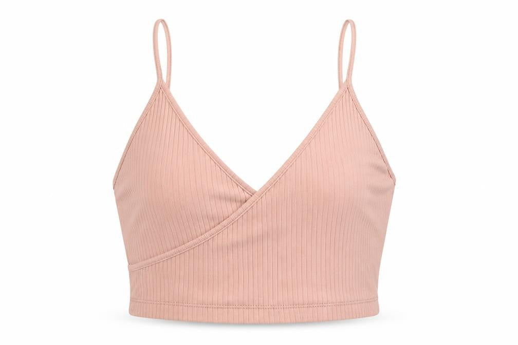 Front view of Topshop women’s pink cropped tank, size UK 10