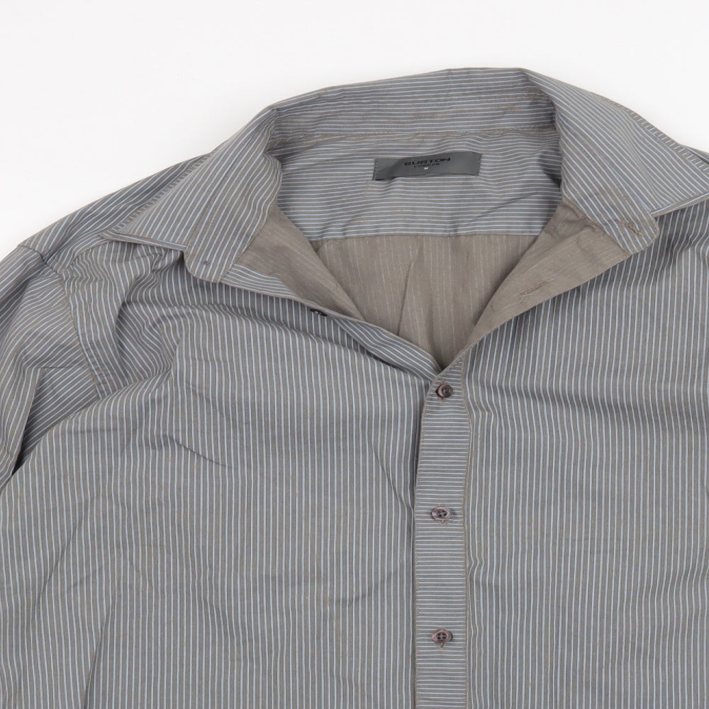 Burton Mens Grey Striped   Button-Up Size M