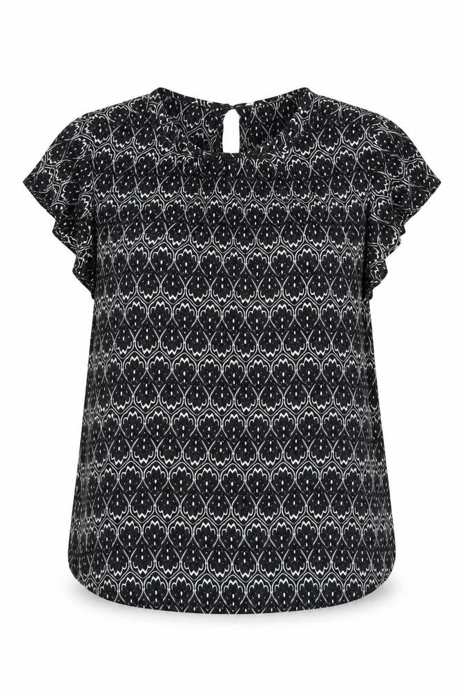 Front view of H&M women’s black basic t-shirt, size UK 10