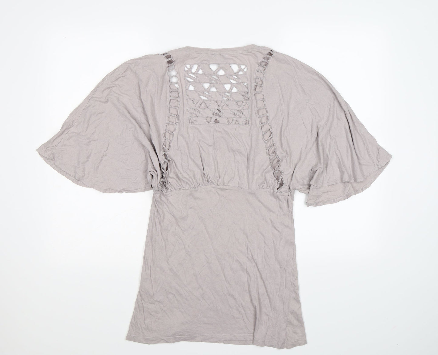 Topshop Womens Grey   Tunic T-Shirt Size 10  - floaty sleeve