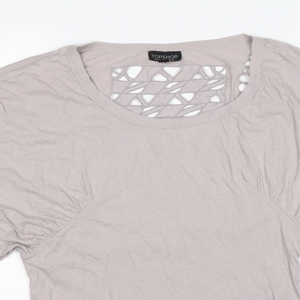 Topshop Womens Grey   Tunic T-Shirt Size 10  - floaty sleeve