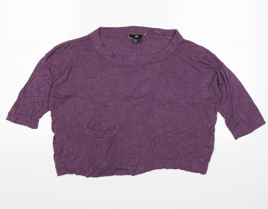 H&M Womens Purple  Knit Pullover Jumper Size S  - cropped