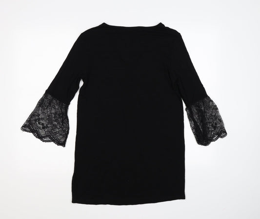 Marks and Spencer Womens Black   Shirt Dress  Size 8  - lace sleeves