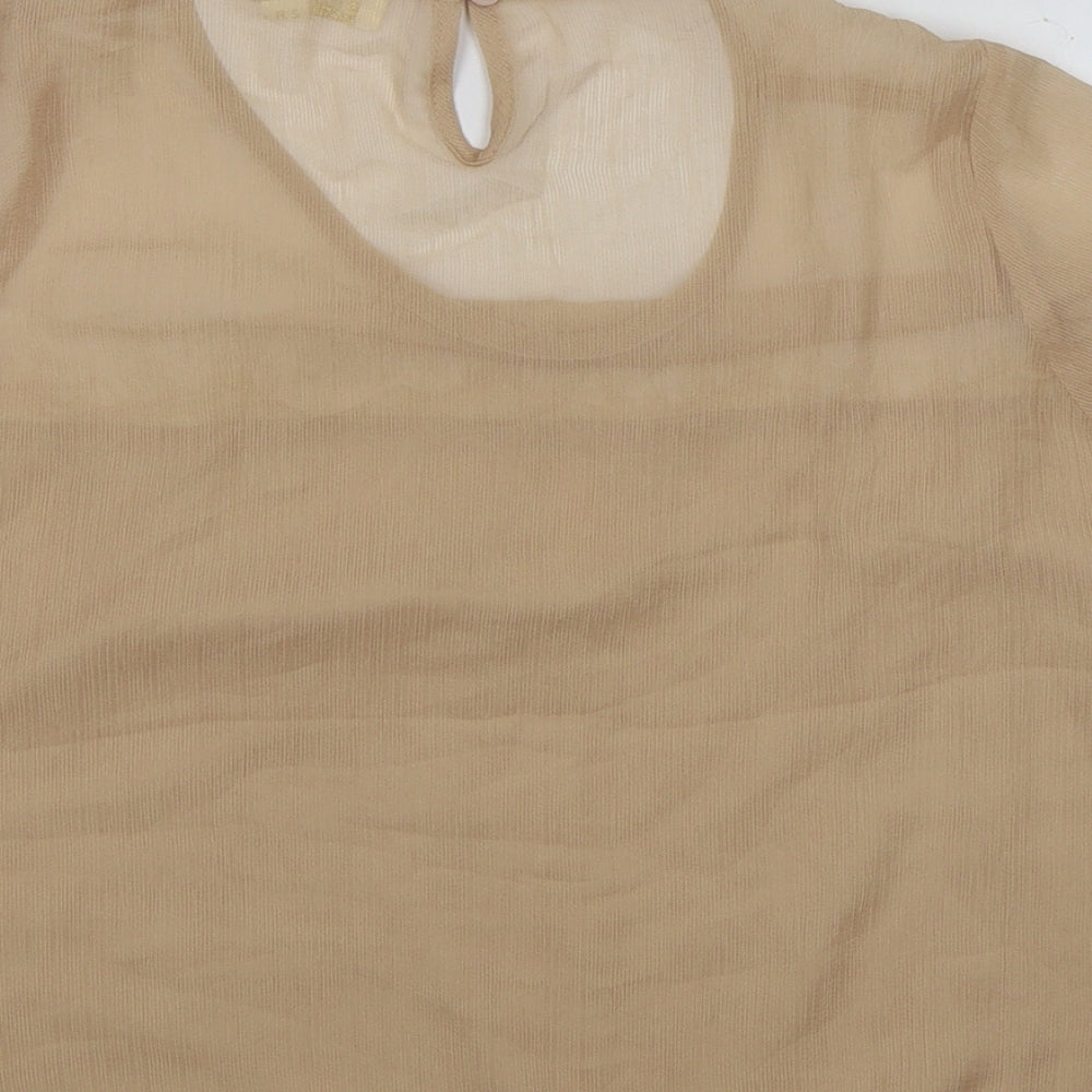 Goldie Womens Gold Floral Chiffon Tunic T-Shirt Size S  - lace