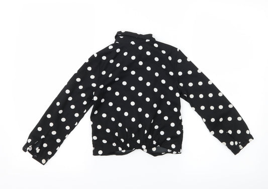 George Girls Black Polka Dot  Basic Button-Up Size 4-5 Years  - tie front