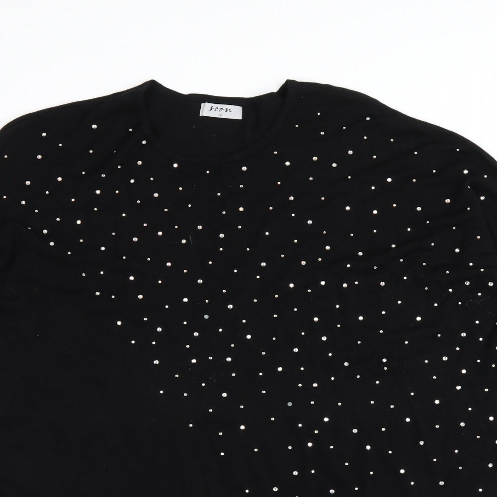 Soon Womens Black   Pullover Sweatshirt Size 14
