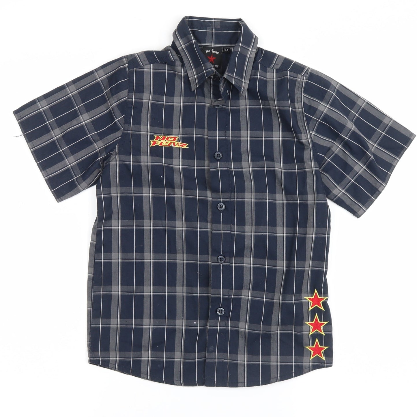 No Fear Boys Black Plaid  Basic Button-Up Size 5-6 Years  - need for speed