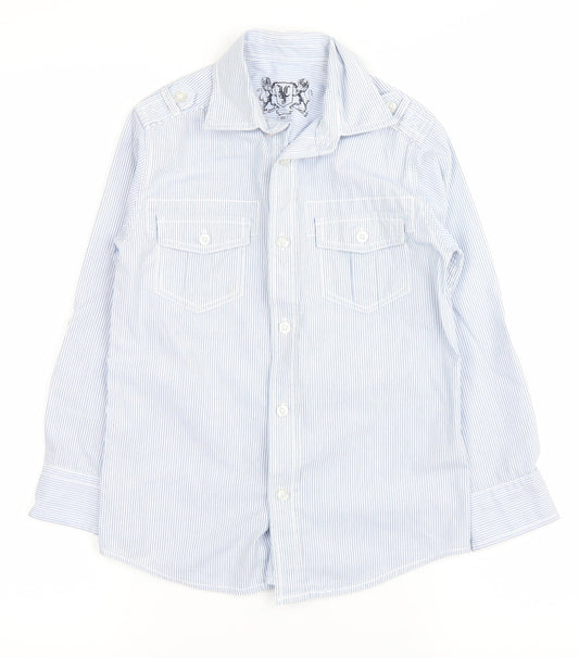JCJ Boys Blue Striped  Basic Button-Up Size 7 Years