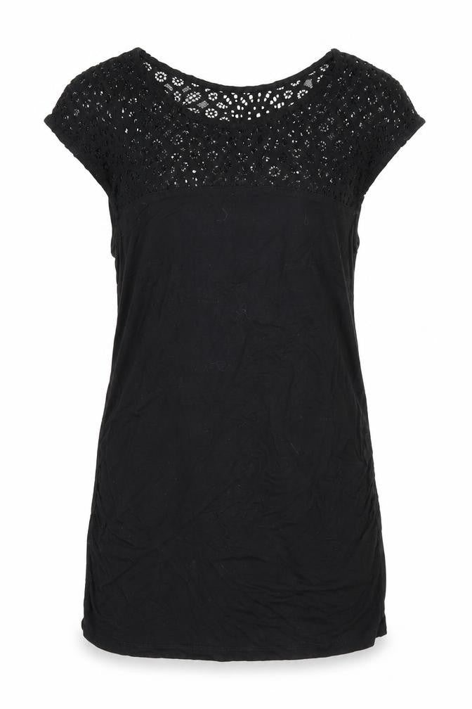 Front view of H&M women’s black basic t-shirt, size S
