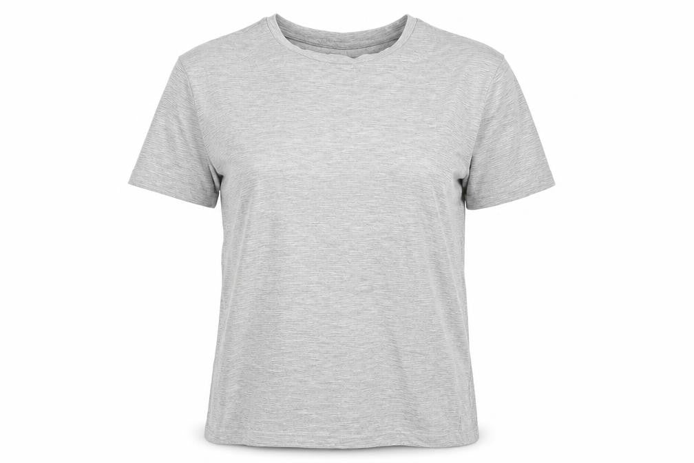 Front view of River Island women’s grey basic t-shirt, size M