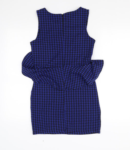 Glamorous Womens Blue Herringbone  Mini  Size 8