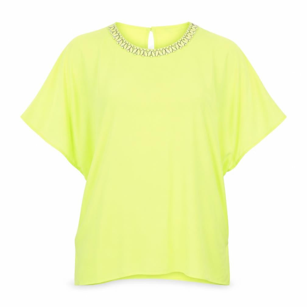 Front view of Preworn women’s green basic blouse, size M