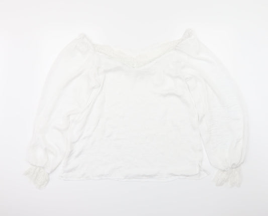 Preworn Womens White   Basic Blouse Size L