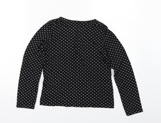Young Dimension Girls Black Geometric Jersey Basic T-Shirt Size 9-10 Years