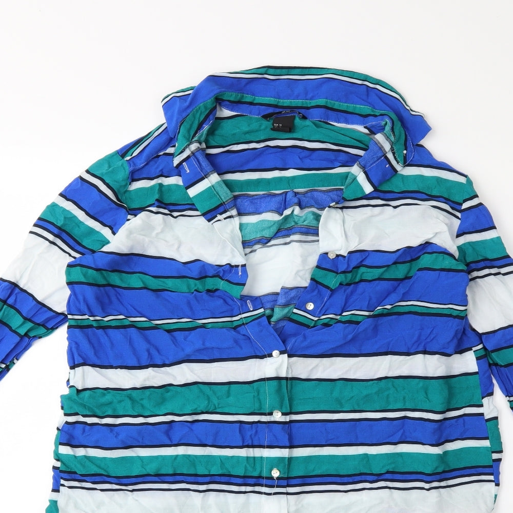 h&m  Womens Blue Striped  Shirt Dress  Size 4
