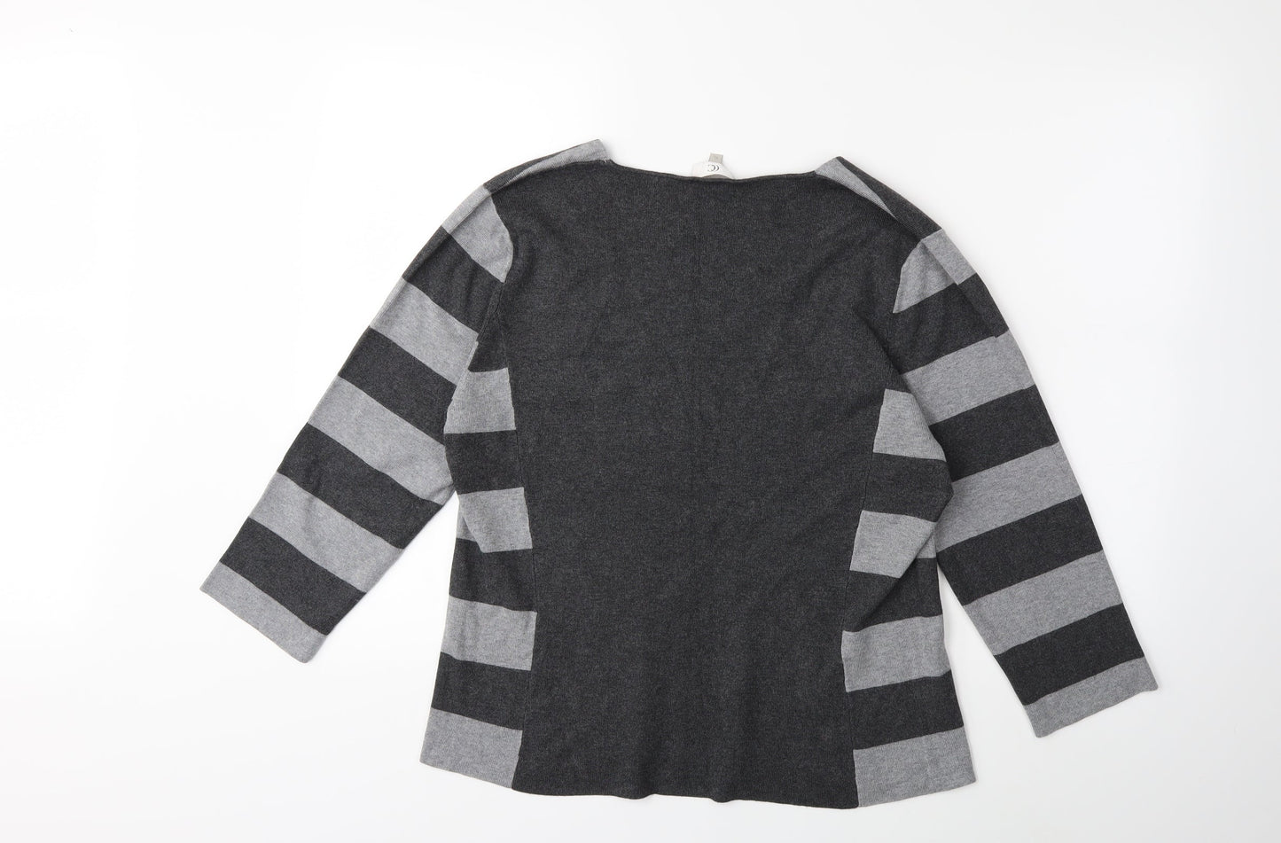 CC Womens Grey Striped Knit Pullover Jumper Size XL