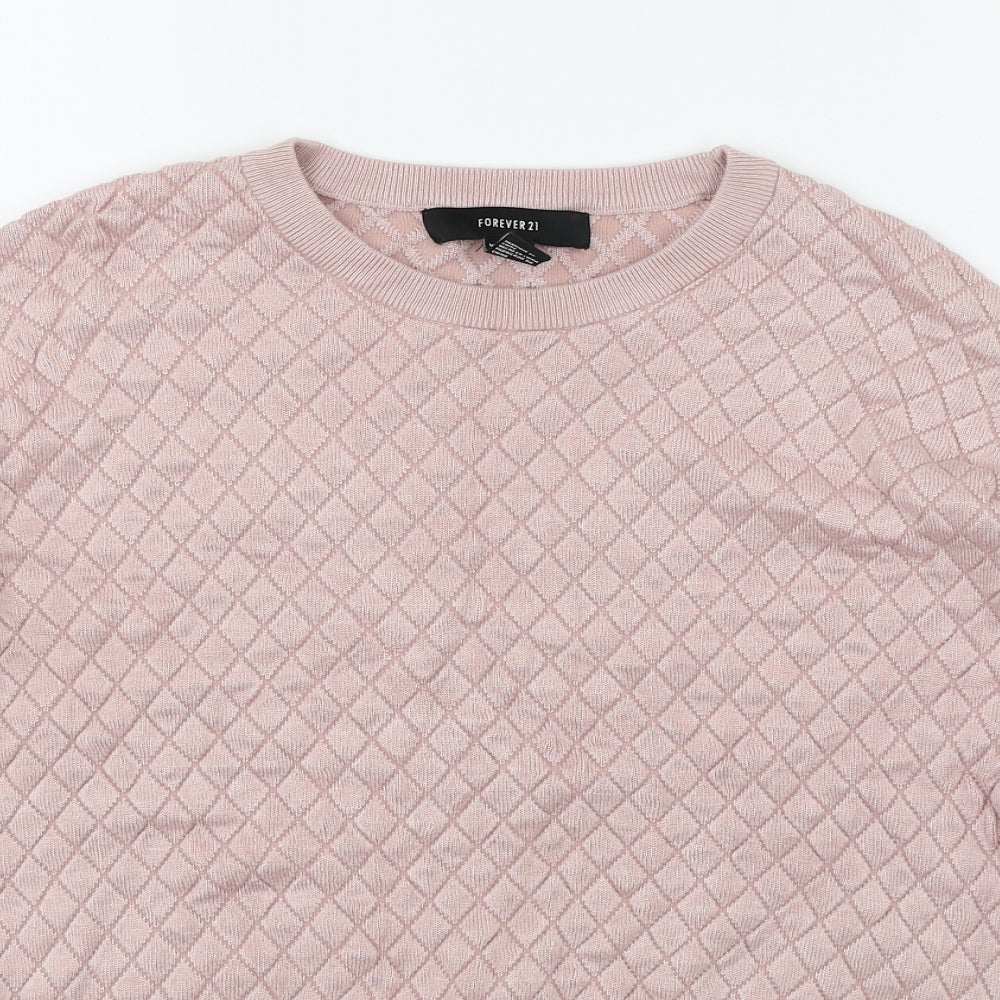 FOREVER 21 Womens Pink Argyle/Diamond  Pullover Jumper Size S