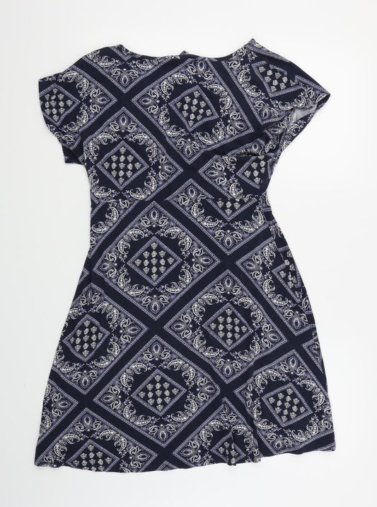 Collection Womens Blue Argyle/Diamond  Skater Dress  Size 10