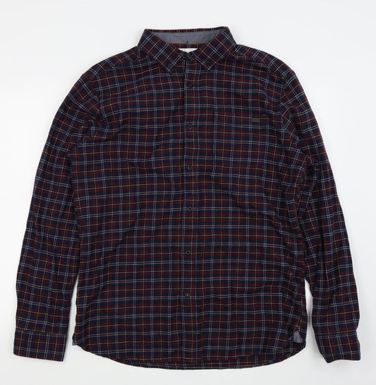 adapt Mens Blue Check   Button-Up Size L