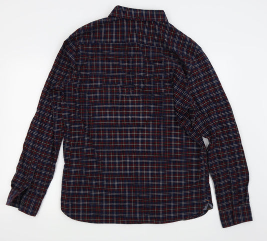 adapt Mens Blue Check   Button-Up Size L