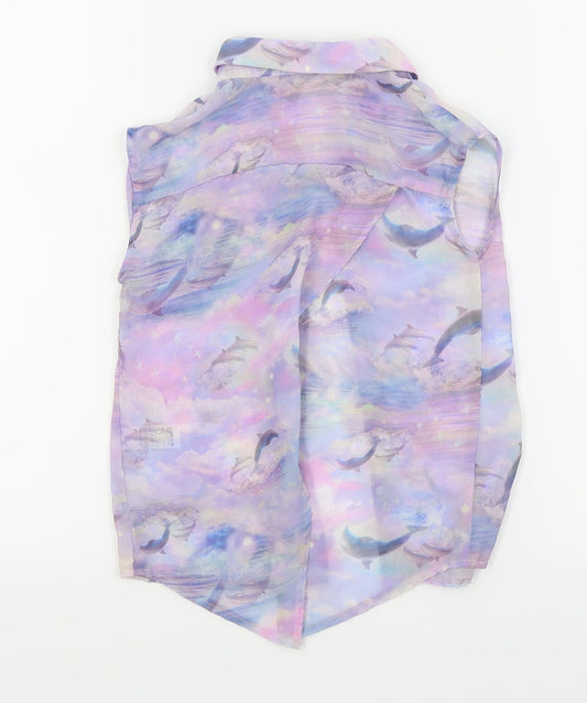 TU Girls Purple Animal Print  Basic Blouse Size 4 Years