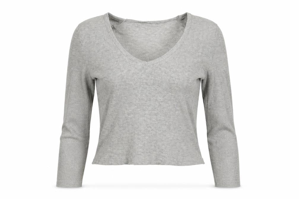 Front view of ASOS women’s grey basic t-shirt, size UK 14