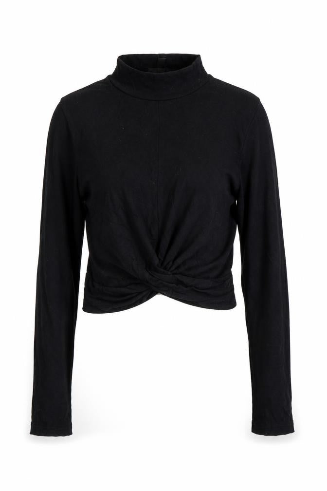Front view of Topshop women’s black basic t-shirt, size UK 14