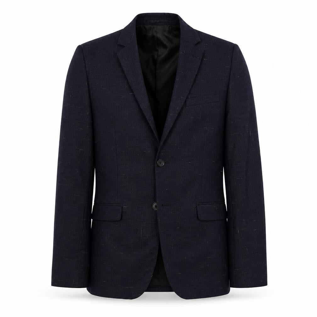 Front view of H&M men’s blue jacket suit jacket, size 38