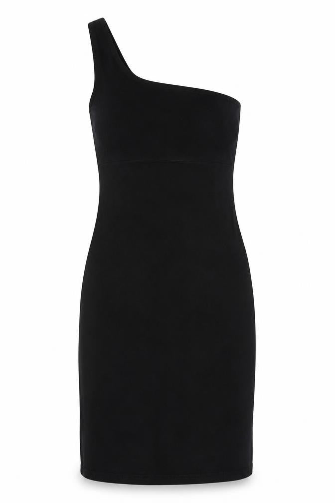 Front view of ASOS women’s black pencil dress, size UK 8