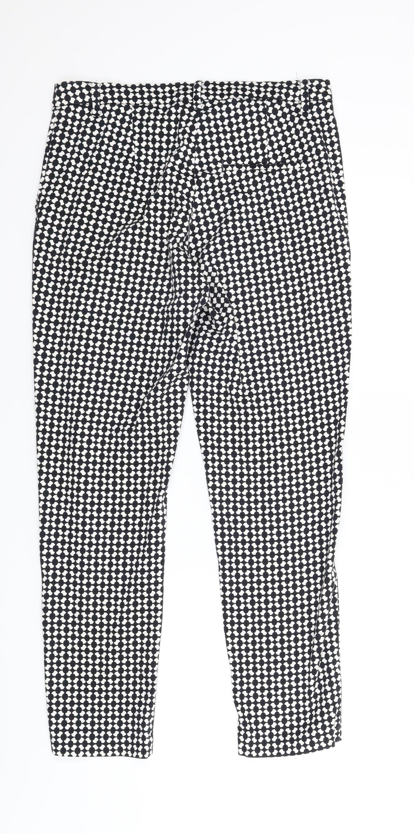 H&M Womens Black Houndstooth  Carrot Trousers Size 8 L25.5 in