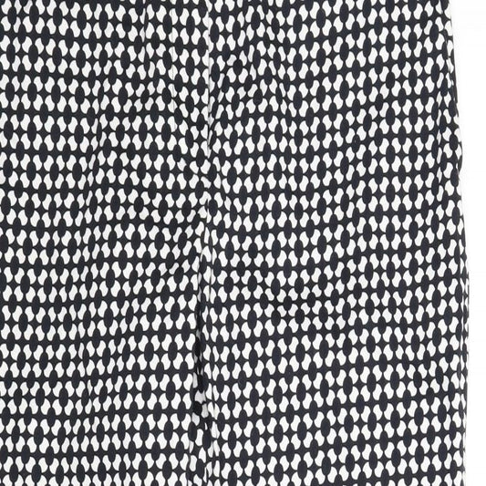 H&M Womens Black Houndstooth  Carrot Trousers Size 8 L25.5 in
