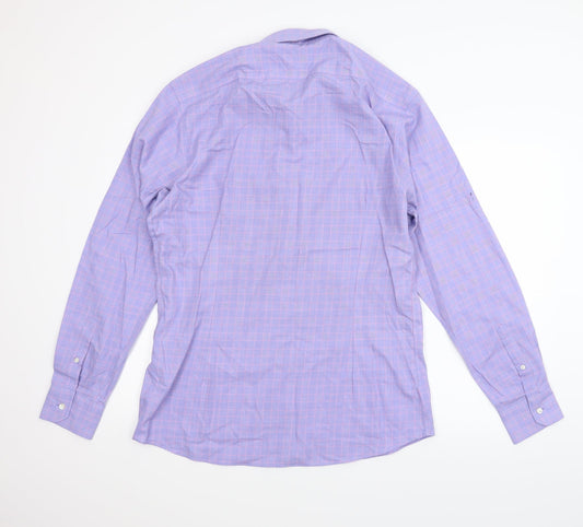 m&s Mens Purple Plaid   T-Shirt Size 42