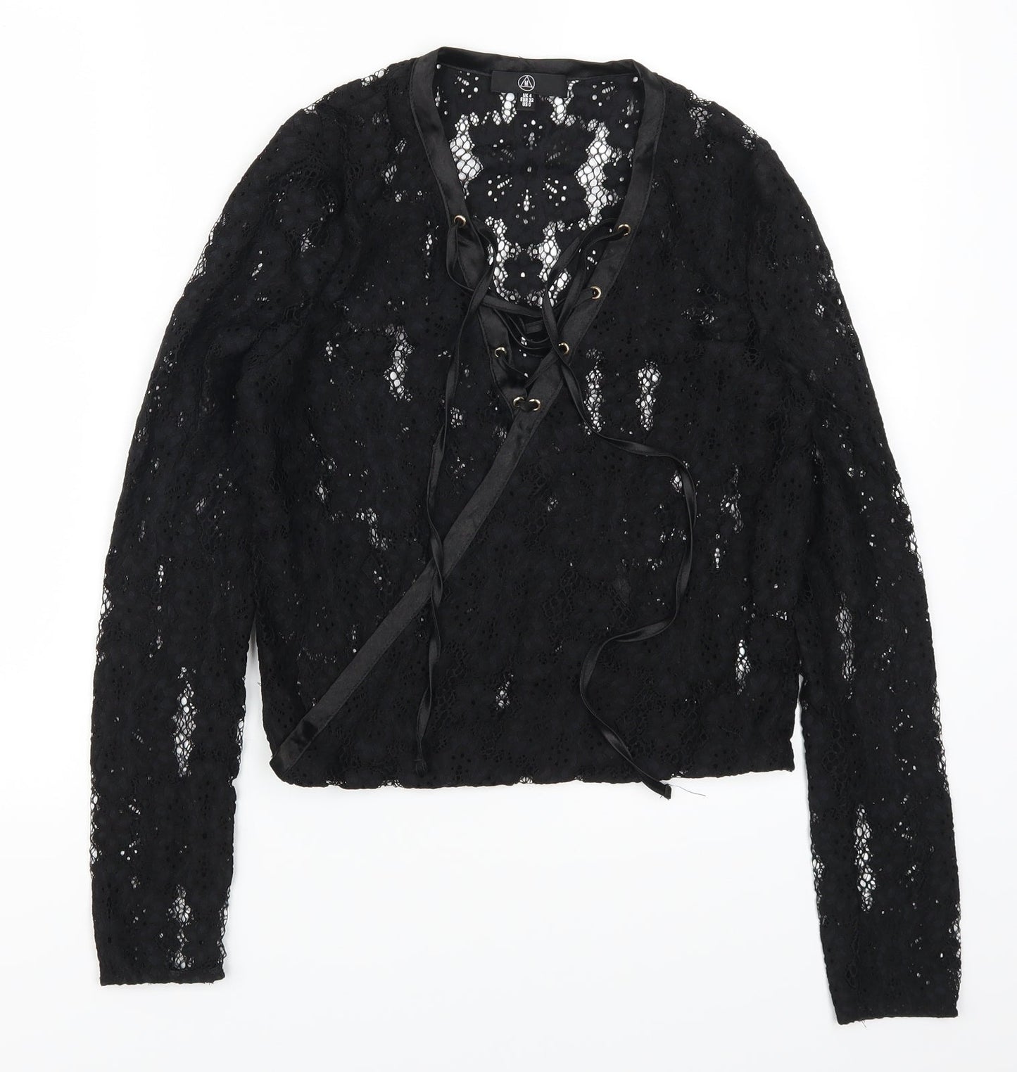 Missguided Womens Black  Lace Basic T-Shirt Size 4