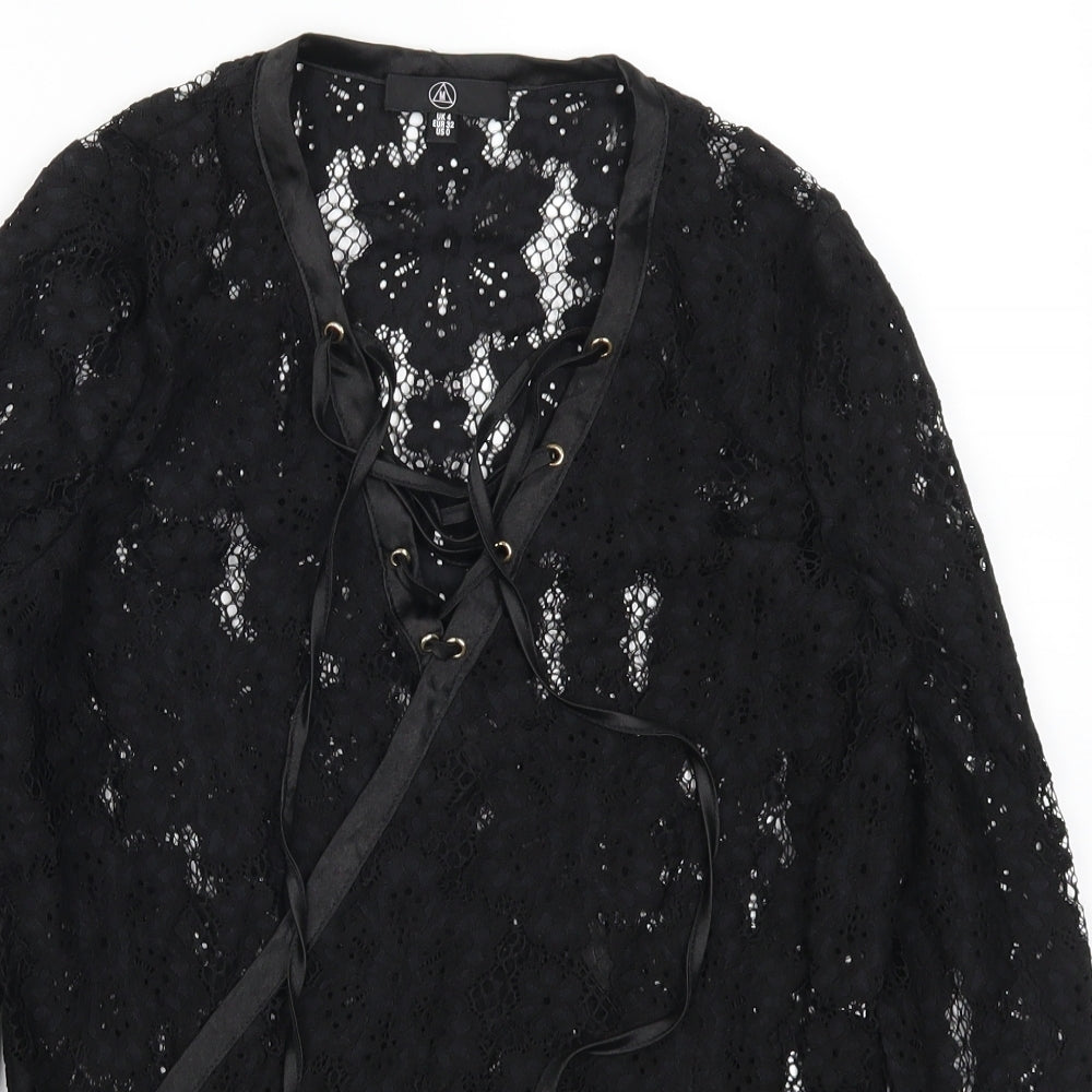 Missguided Womens Black  Lace Basic T-Shirt Size 4