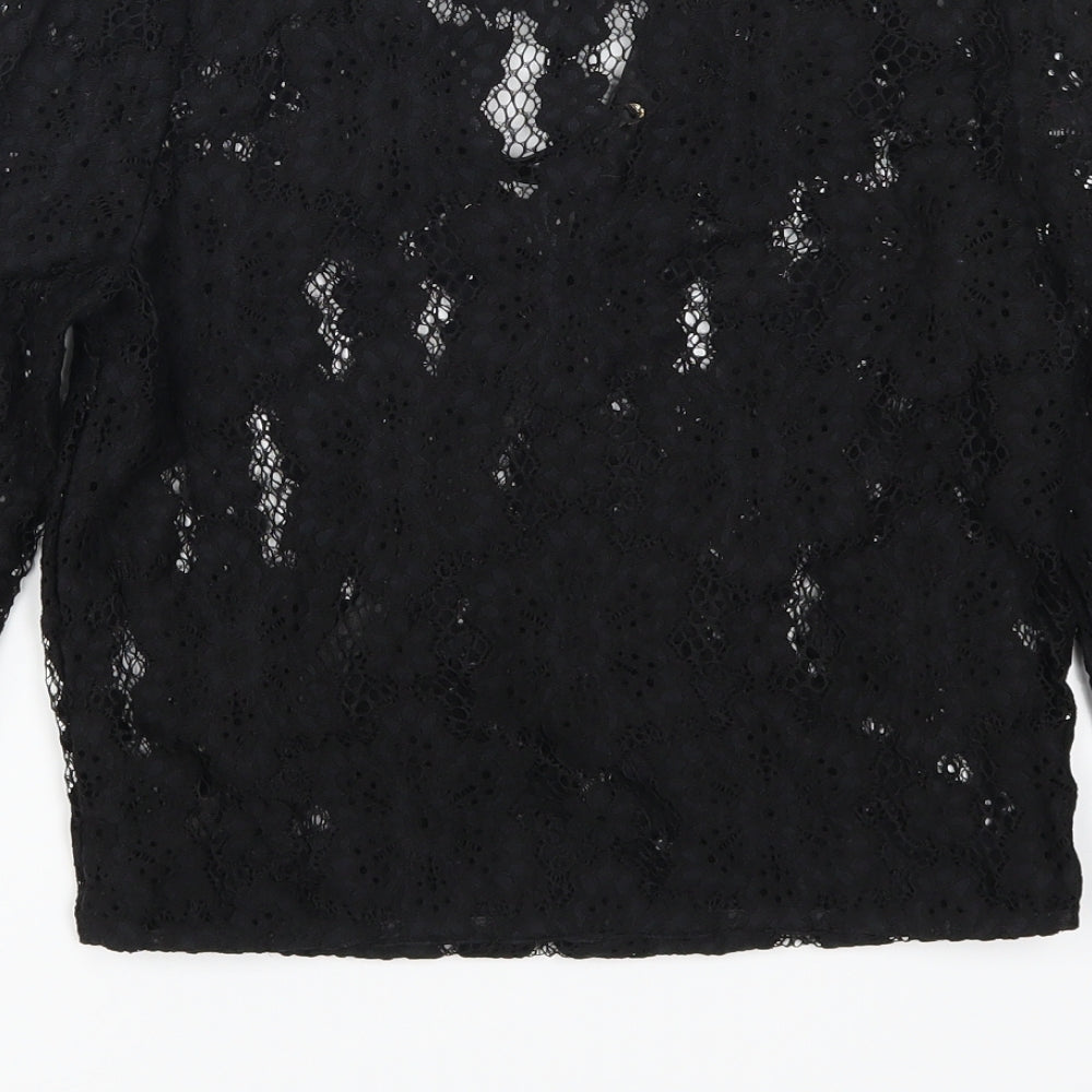 Missguided Womens Black  Lace Basic T-Shirt Size 4