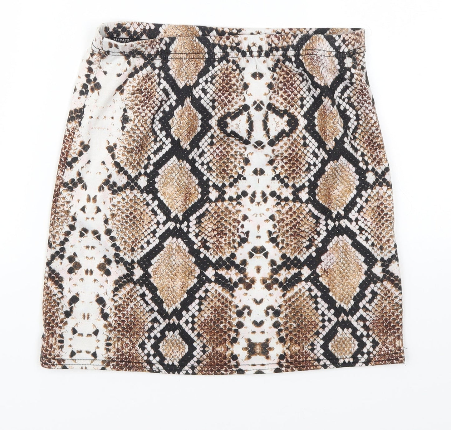 Pretty Little Thing Womens Brown Animal Print  Mini Skirt Size 10