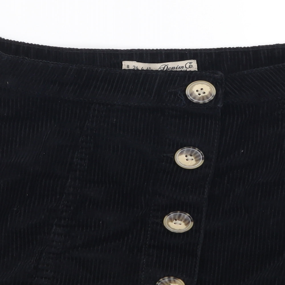 Denim Co Womens Black  Corduroy A-Line Set Size 8