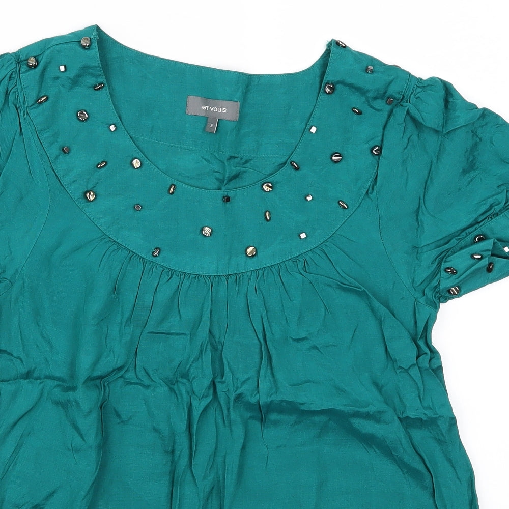 Et Vous Womens Blue   Basic T-Shirt Size 8