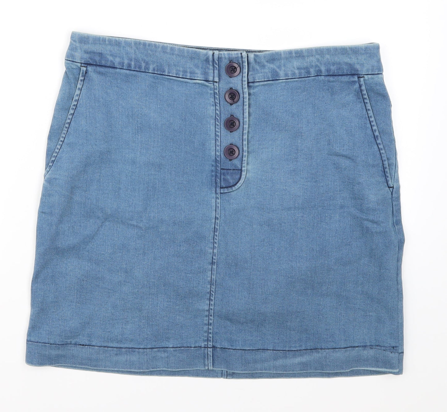 Preworn Womens Blue  Denim A-Line Skirt Size 32 in