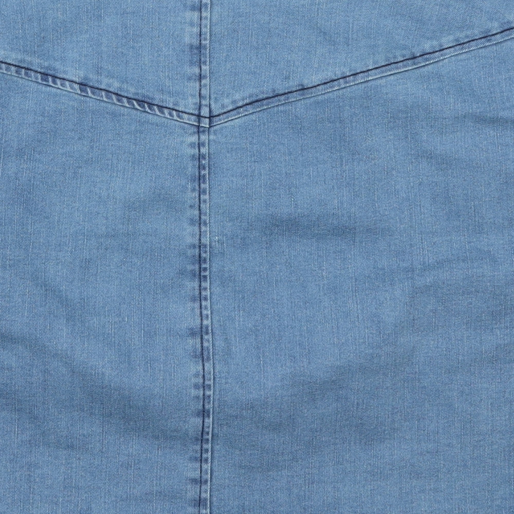 Preworn Womens Blue  Denim A-Line Skirt Size 32 in