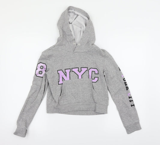 H&M Girls Grey   Pullover Hoodie Size 10-11 Years