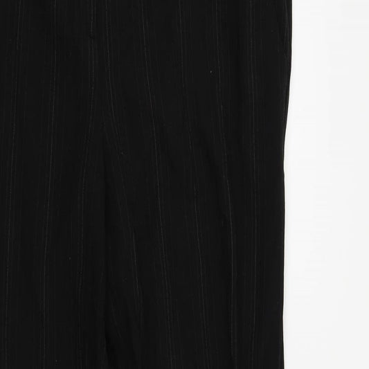 M&S Womens Black Striped  Dress Pants Trousers Size 14