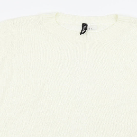 H&M Womens White   Pullover Jumper Size M