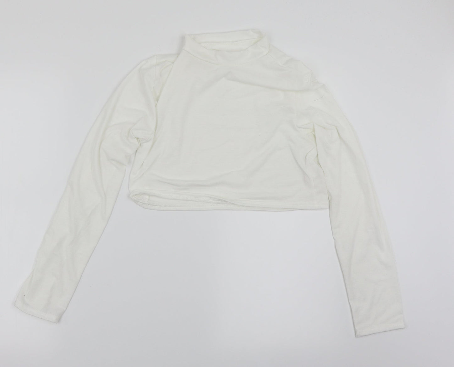 PRETTYLITTLETHING Womens White   Cropped T-Shirt Size 14