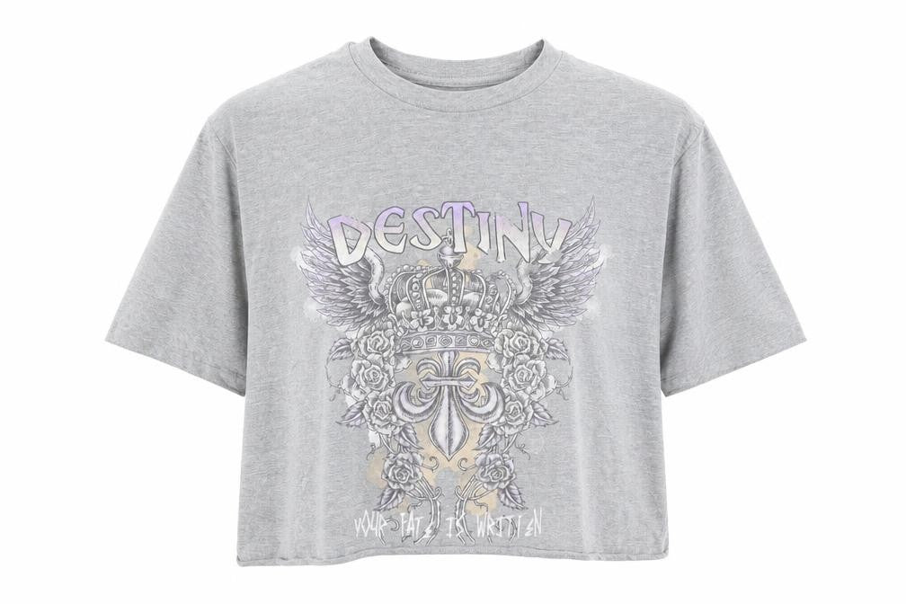 Front view of Capsule women’s white cropped t-shirt, size XL
