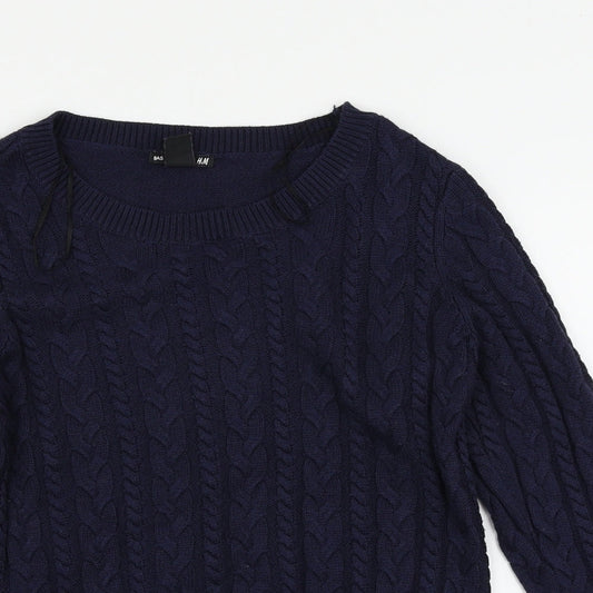 H&M Womens Blue Argyle/Diamond  Pullover Jumper Size S