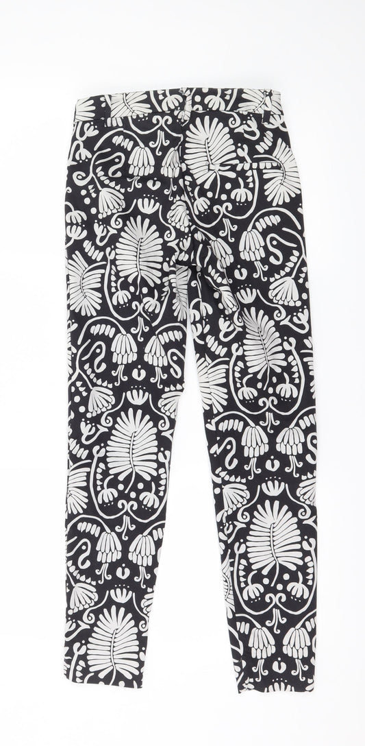 H&M Womens Black Geometric  Chino Trousers Size 4 L27 in